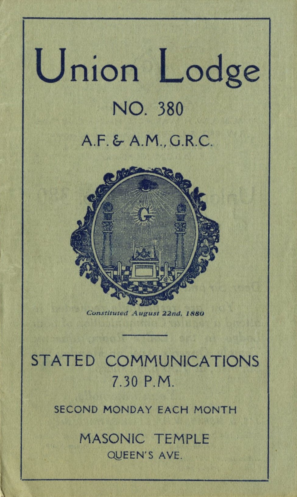 Union Lodge No.380 Wartime Canada